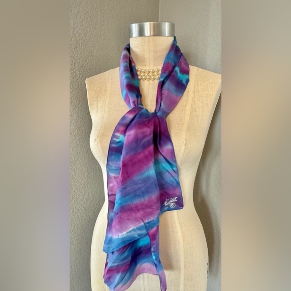 Artisan Signed Silky Scarf 12” x 78” - Picture 6 of 6